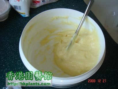 煮好椰汁混入糯米粉
